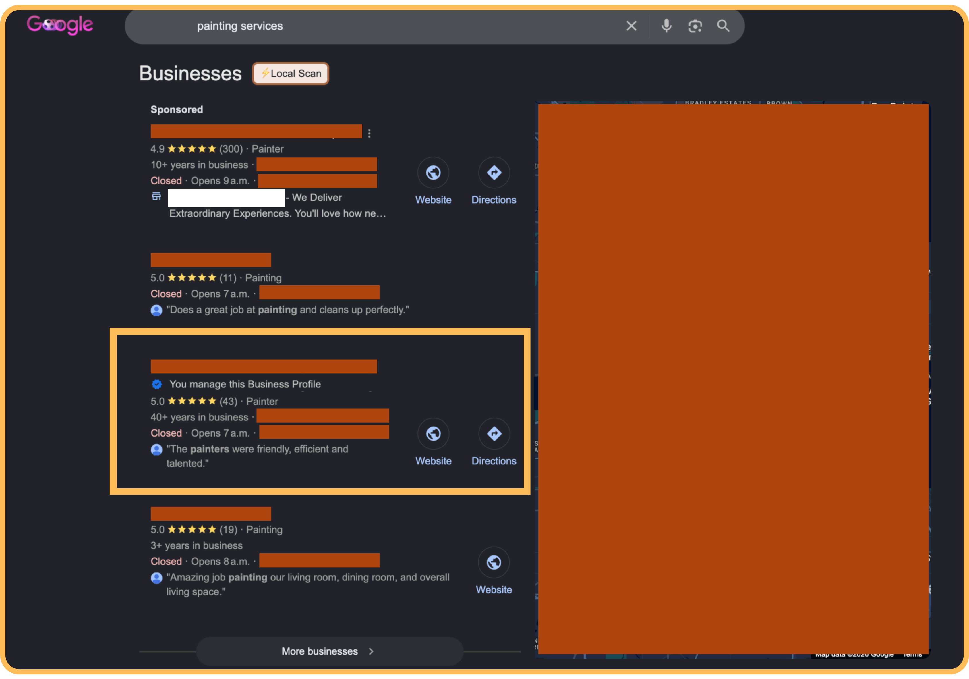 Painting service ranking in Google's top 3 — You manage this Business Profile · 5.0 ★ (43)